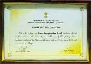 Award by Govt. Of Maghalaya