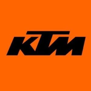 Orange background with KTM written in capital letters